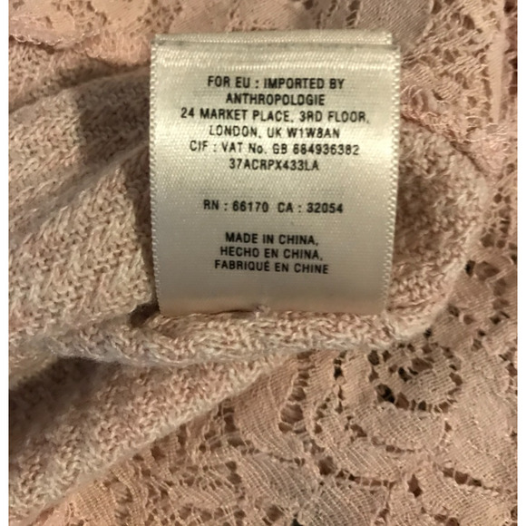 Anthropologie Knitted & Knotted Bloom Blush Pink Lace Pullover Sweater - Large - Picture 10 of 10